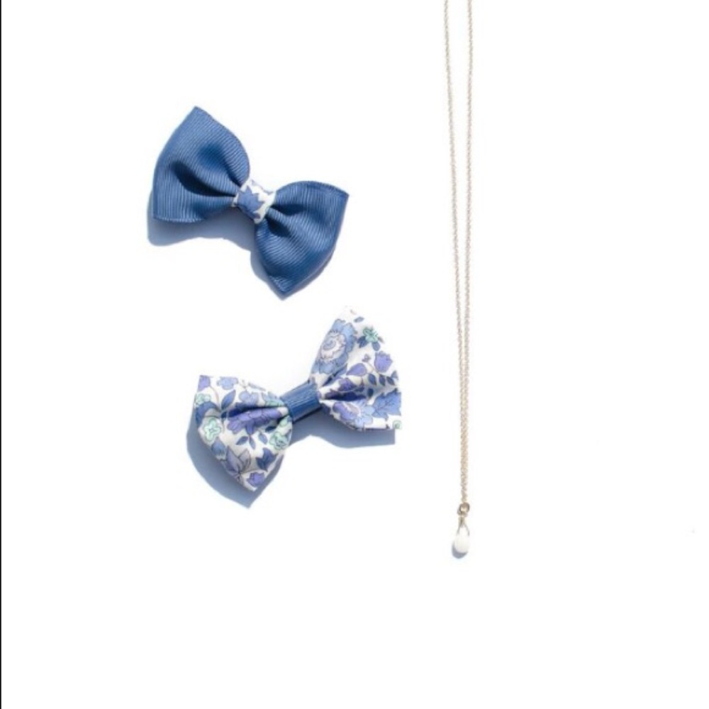EJDxMilledeux // Blue Liberty Bow Set + Necklace
